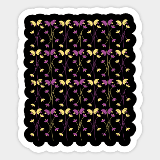 Purple and Yellow Repeating Floral Pattern Sticker